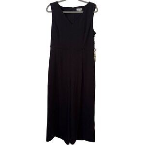 NWT Calvin Klein Womens V-Neck Black Sleeveless Jumpsuit Back Zipper Size 14